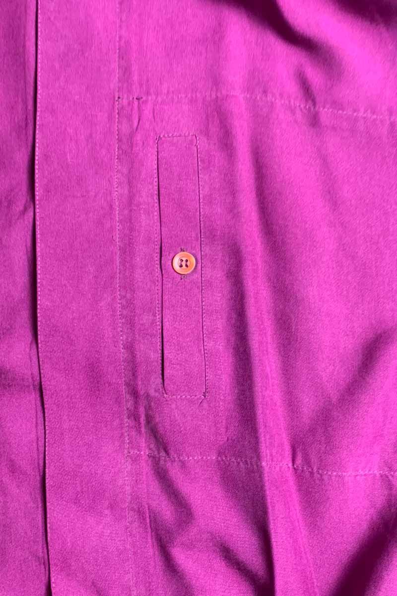 90's L/S SILK BAND COLLAR SHIRT / PURPLE [SIZE: L USED]
