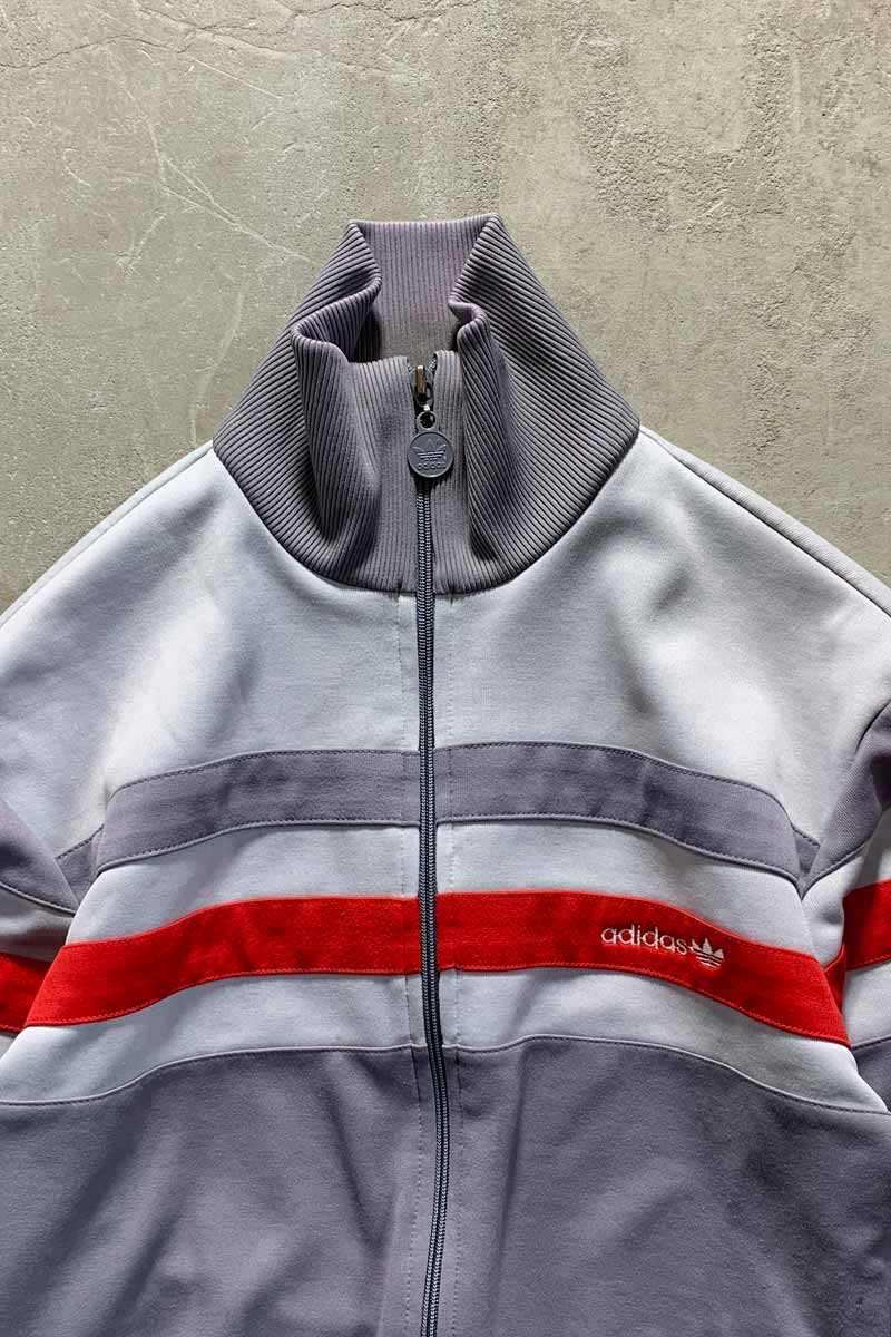 80'S ZIP UP TRACK JACKET  / GREY [SIZE: S USED]