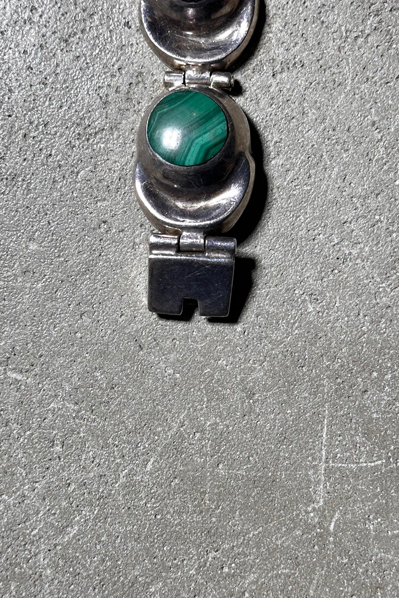 MADE IN MEXICO 925 SILVER BRACELET W/ONYX&MALACHITE [SIZE: ONE SIZE USED]