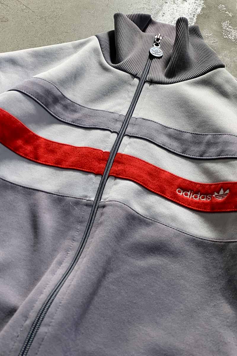 80'S ZIP UP TRACK JACKET  / GREY [SIZE: S USED]