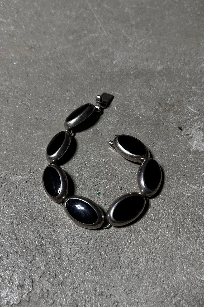 MADE IN MEXICO 925 SILVER BRACELET W/ONYX  [SIZE: ONE SIZE USED]