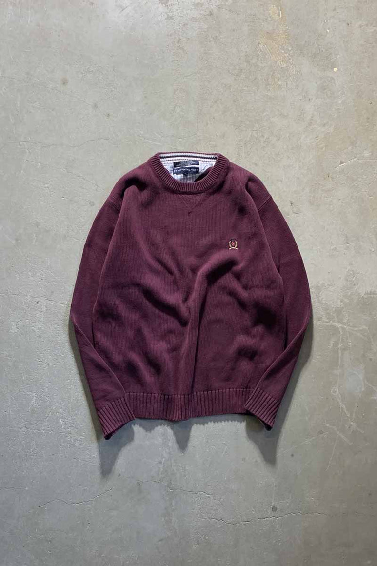 COTTON KNIT SWEATER  / WINE [SIZE: L USED]