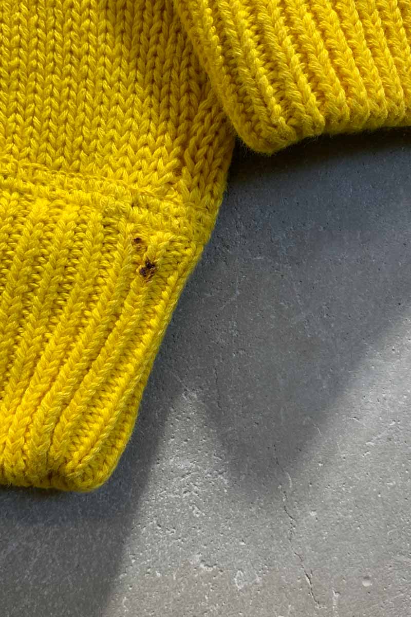 90'S COTTON KNIT SWEATER / YELLOW [SIZE: M USED]