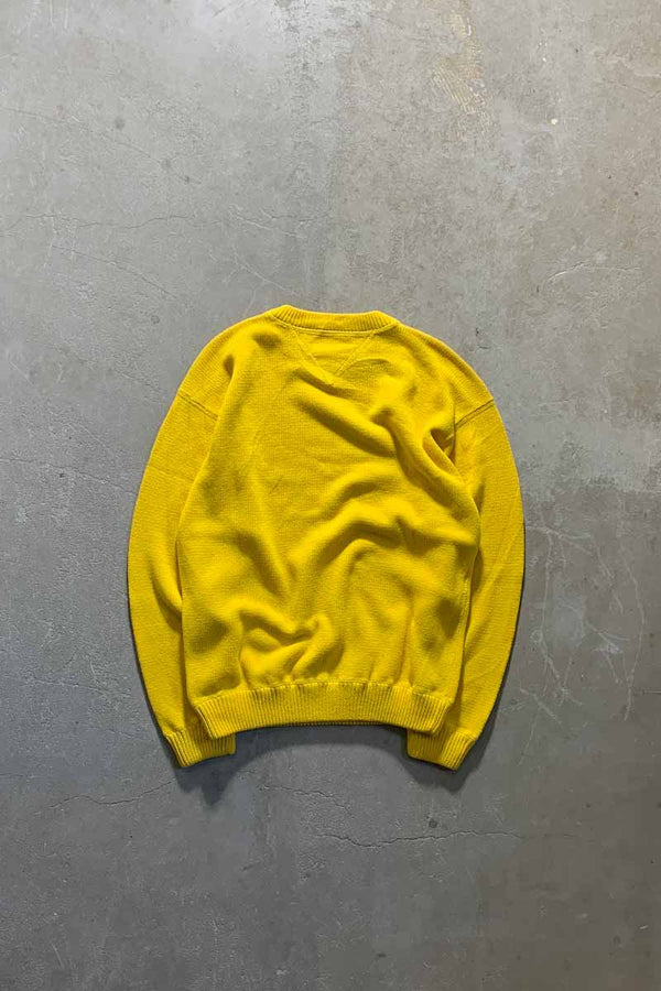 90'S COTTON KNIT SWEATER / YELLOW [SIZE: M USED]