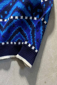 00'S DESIGN ACRYLIC KNIT SWEATER / BLUE [SIZE: L USED]