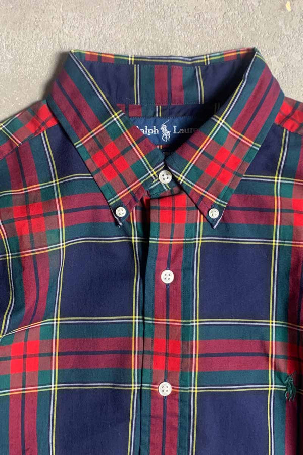 90'S L/S CLASSIC FIT CHECK SHIRT / MULTI [SIZE: L DEADSTOCK/NOS]