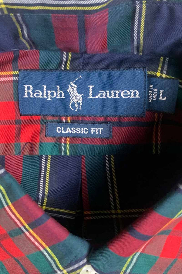 90'S L/S CLASSIC FIT CHECK SHIRT / MULTI [SIZE: L DEADSTOCK/NOS]