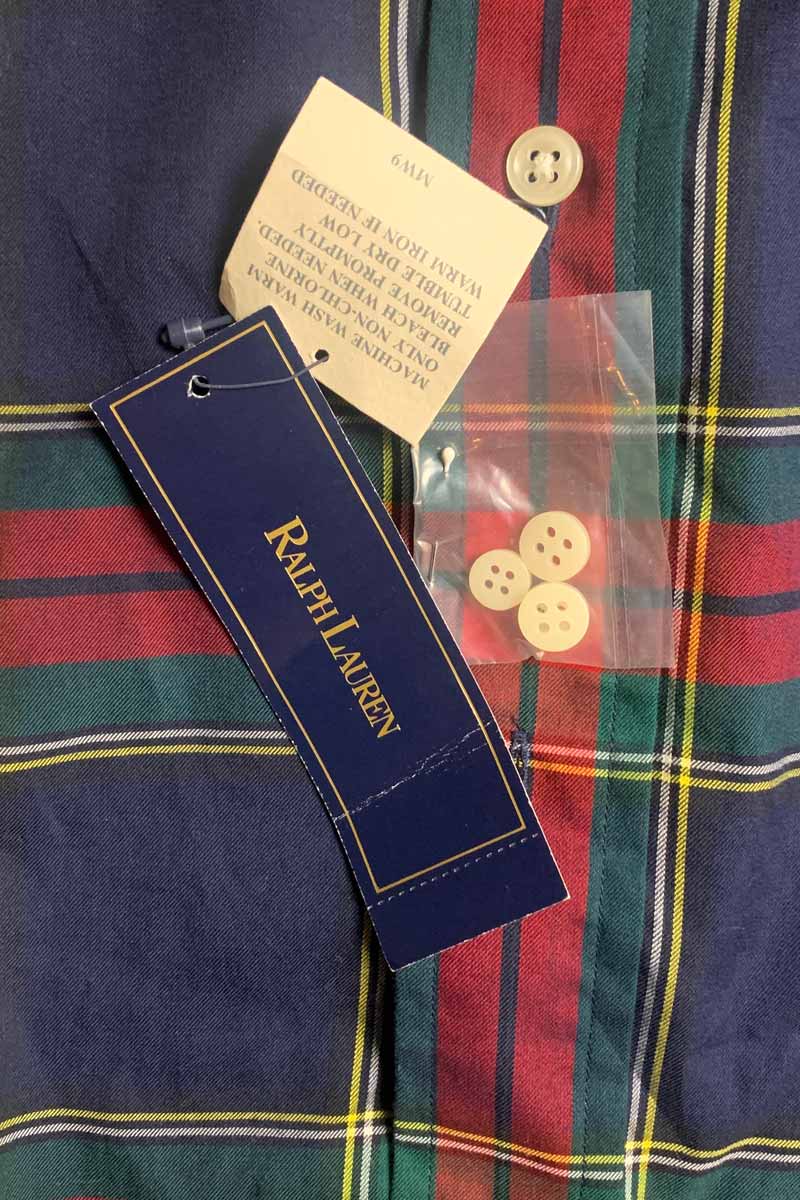90'S L/S CLASSIC FIT CHECK SHIRT / MULTI [SIZE: L DEADSTOCK/NOS]