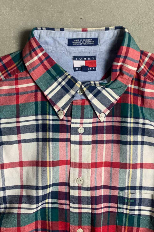 90'S S/S B.D CHECK SHIRT / MULTI [SIZE: XL USED]