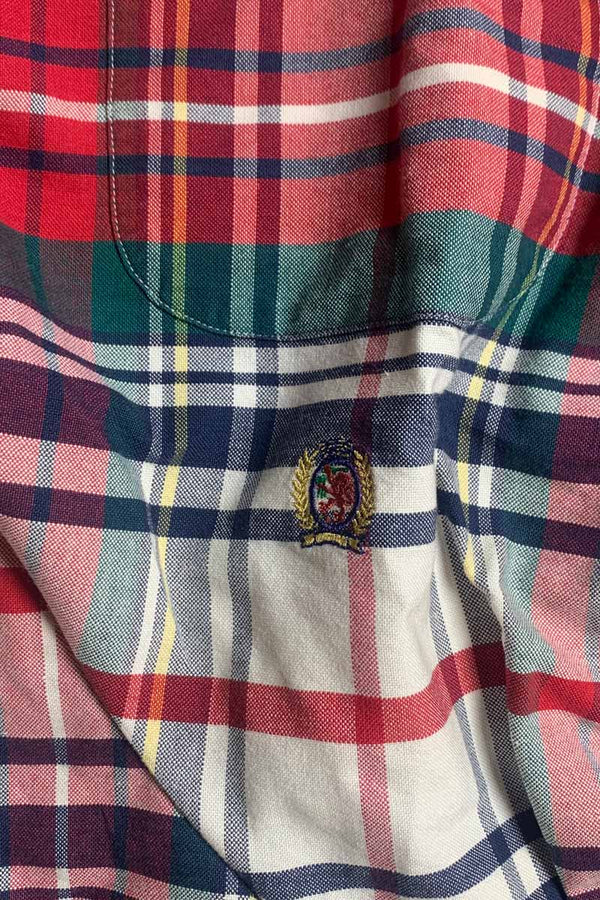 90'S S/S B.D CHECK SHIRT / MULTI [SIZE: XL USED]