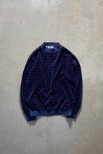 画像をギャラリービューアに読み込む, 90&#39;S BORDER VELOUR SWEATSHIRT / NAVY [SIZE: M USED]
