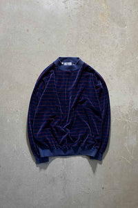 90'S BORDER VELOUR SWEATSHIRT / NAVY [SIZE: M USED]