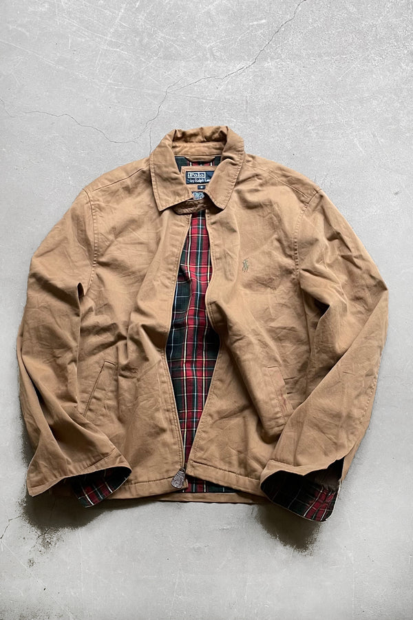 90'S EXCLUSIVE DECORATION COTTON ZIP JACKET / BEIGE [SIZE: S USED]