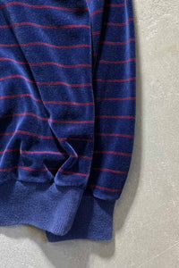 90'S BORDER VELOUR SWEATSHIRT / NAVY [SIZE: M USED]