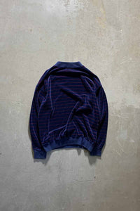 90'S BORDER VELOUR SWEATSHIRT / NAVY [SIZE: M USED]