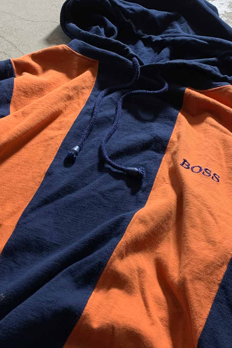 90'S L/S STRIPE HOODIE T-SHIRT / ORANGE [SIZE: XL USED]