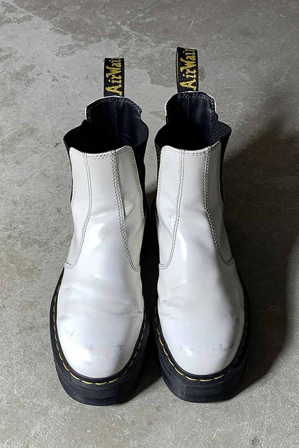QUAD CHELSEA SIDE-GOA LEATHER BOOTS / WHITE [SIZE: US8.0 (Approx. 26.0cm) USED]
