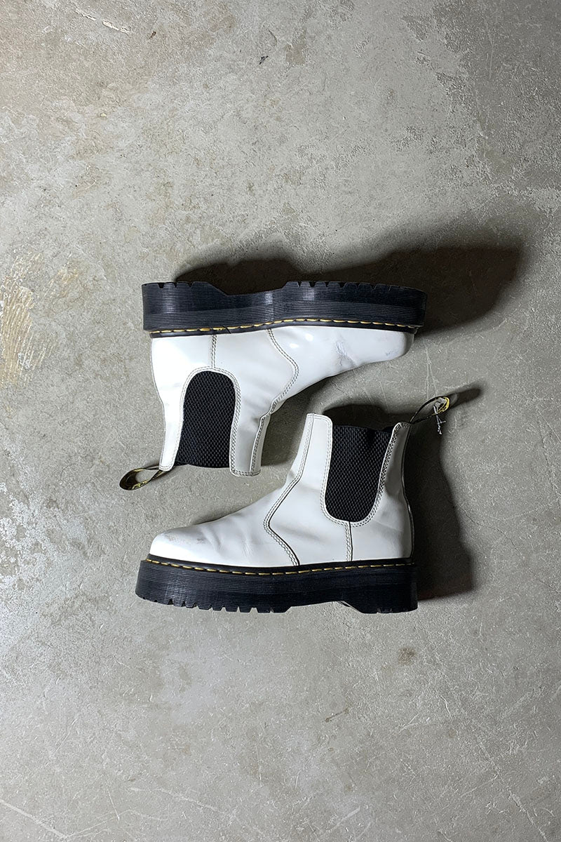 QUAD CHELSEA SIDE-GOA LEATHER BOOTS / WHITE [SIZE: US8.0 (Approx. 26.0cm) USED]
