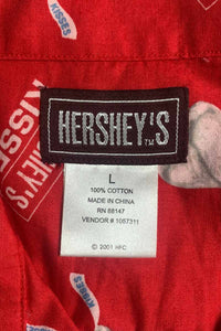 01'S S/S OPEN COLLAR HERSHEY'S KISSES DESIGN ADVERTISING SHIRT / RED [SIZE: L USED]