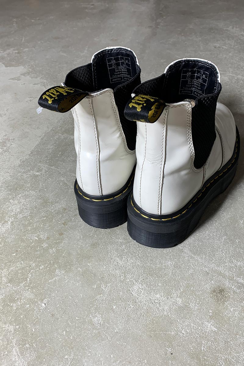 QUAD CHELSEA SIDE-GOA LEATHER BOOTS / WHITE [SIZE: US8.0 (Approx. 26.0cm) USED]
