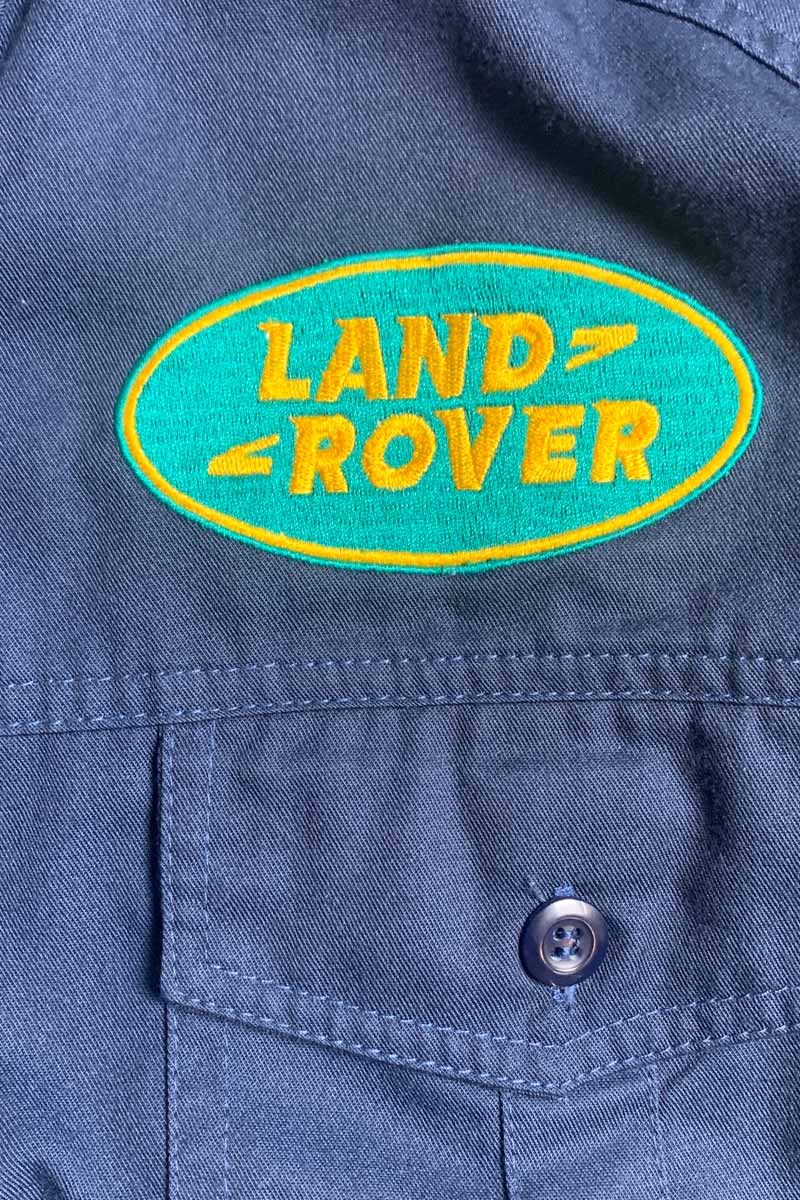 90's S/S LAND ROVER BADGE CUSTOM WORK SHIRT / NAVY [SIZE: XL (equivalent to M) USED]