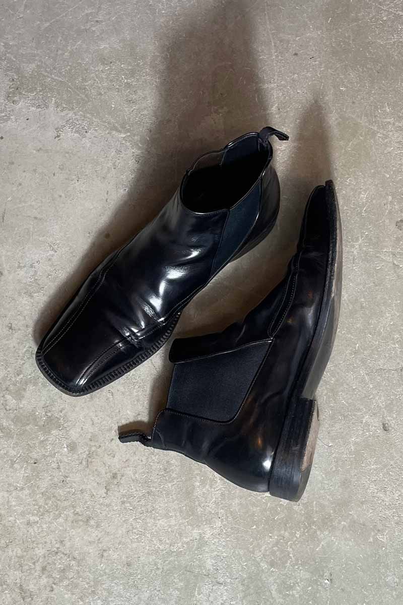 MADE IN ITALY LEATHER BOOTS / BLACK [SIZE: US10.5 (approx. 28.5cm) USED]