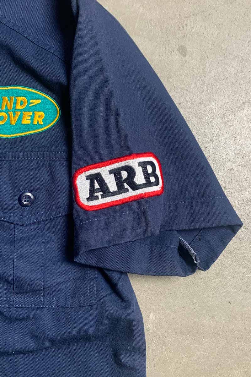 90's S/S LAND ROVER BADGE CUSTOM WORK SHIRT / NAVY [SIZE: XL (equivalent to M) USED]