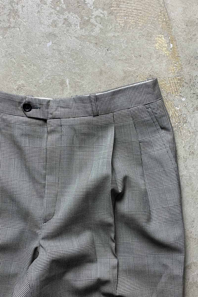 GLEN CHECK TUCK SLACKS PANTS / GRAY [SIZE: Equivalent to W30L30 USED]