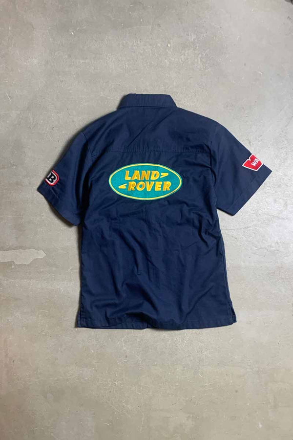 90's S/S LAND ROVER BADGE CUSTOM WORK SHIRT / NAVY [SIZE: XL (equivalent to M) USED]