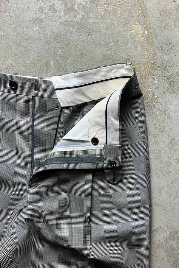 GLEN CHECK TUCK SLACKS PANTS / GRAY [SIZE: Equivalent to W30L30 USED]