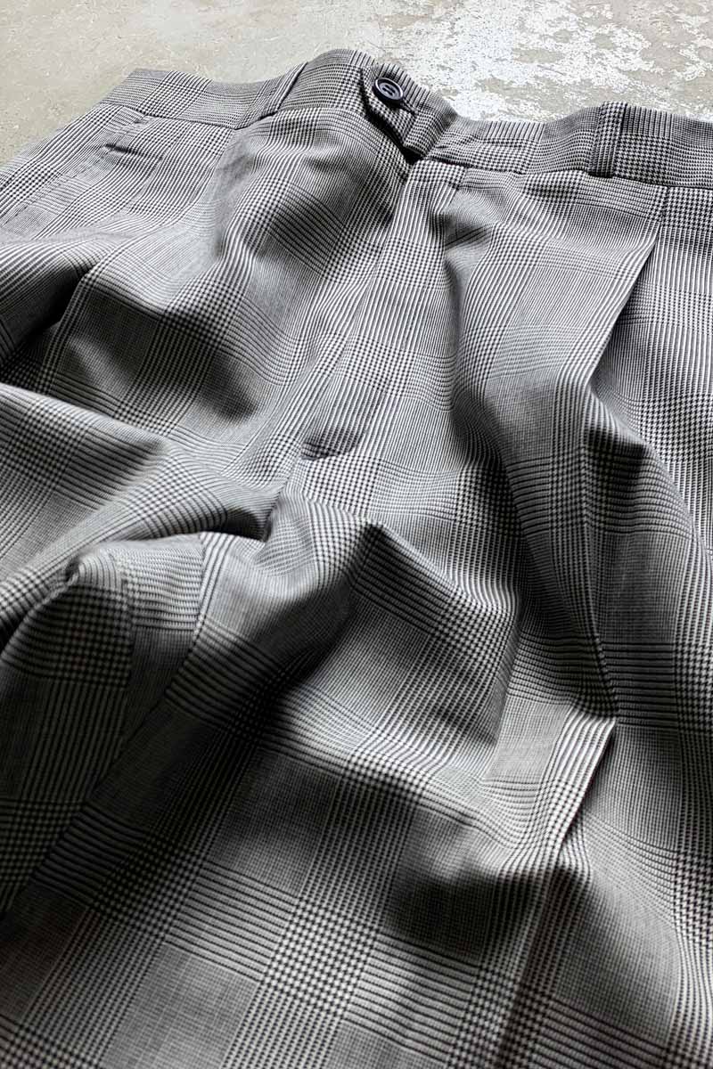 GLEN CHECK TUCK SLACKS PANTS / GRAY [SIZE: Equivalent to W30L30 USED]