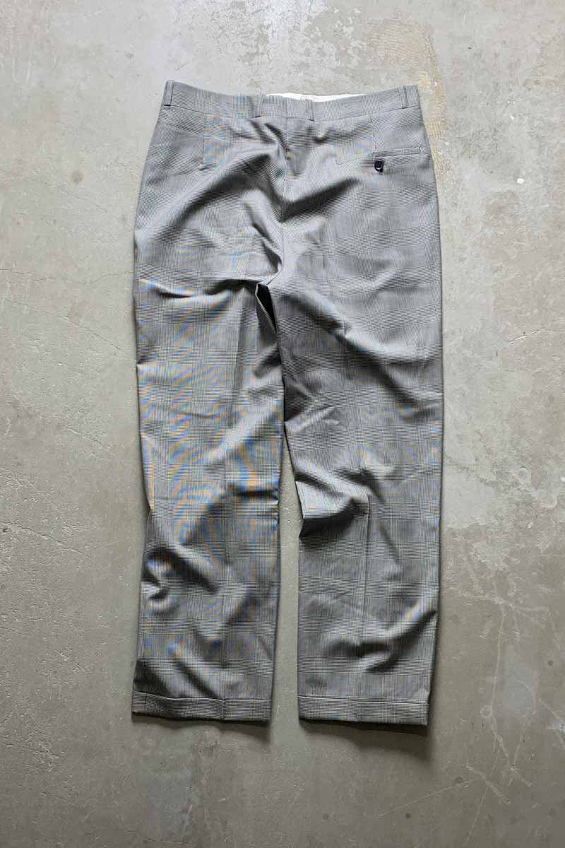 GLEN CHECK TUCK SLACKS PANTS / GRAY [SIZE: Equivalent to W30L30 USED]