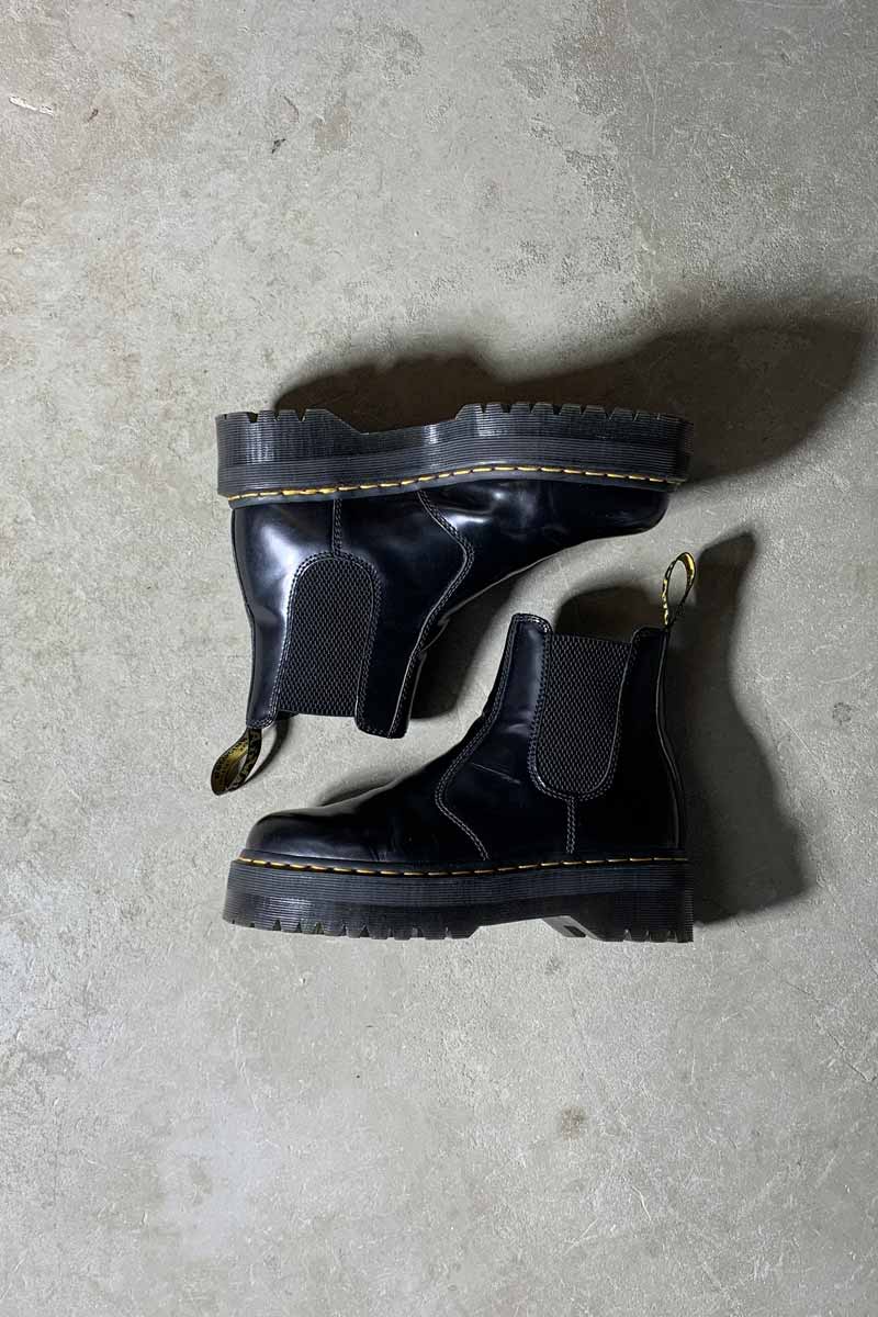 QUAD CHELSEA SIDE-GOA LEATHER BOOTS / BLACK [SIZE: US8.0 (equivalent to 26.0cm) USED]