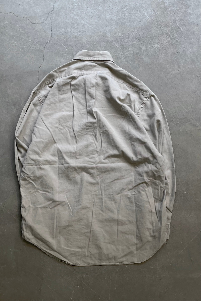 90'S L/S BD COTTON SHIRT / BEIGE [SIZE: M USED]
