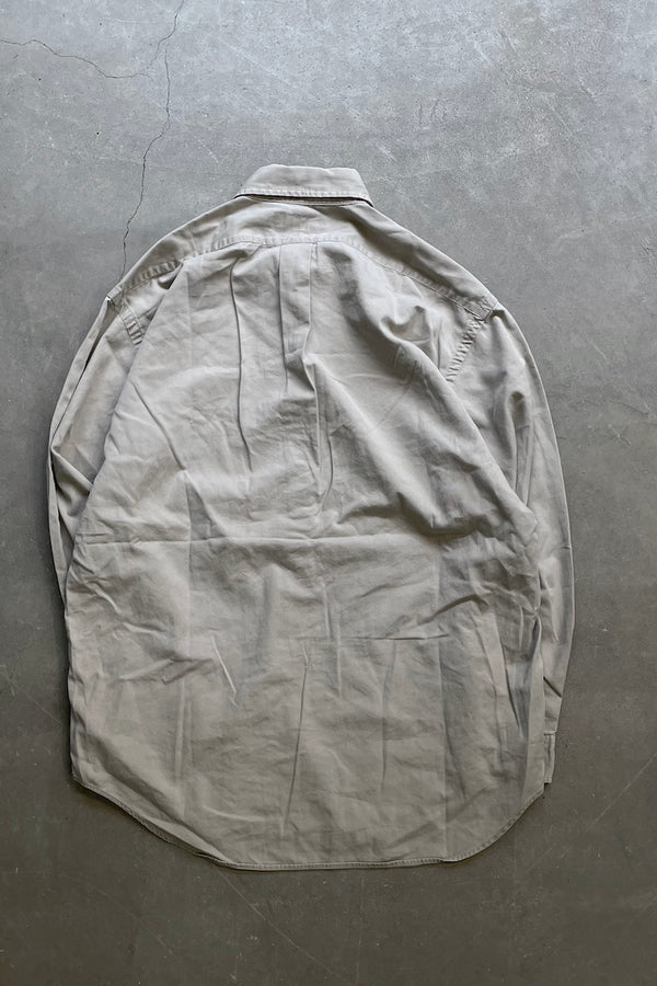90'S L/S BD COTTON SHIRT / BEIGE [SIZE: M USED]