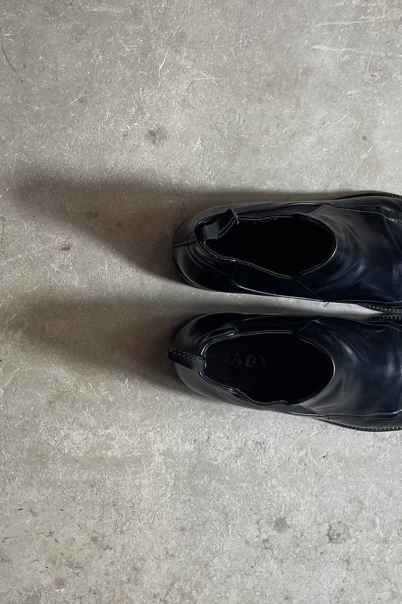 MADE IN ITALY LEATHER BOOTS / BLACK [SIZE: US10.5 (approx. 28.5cm) USED]