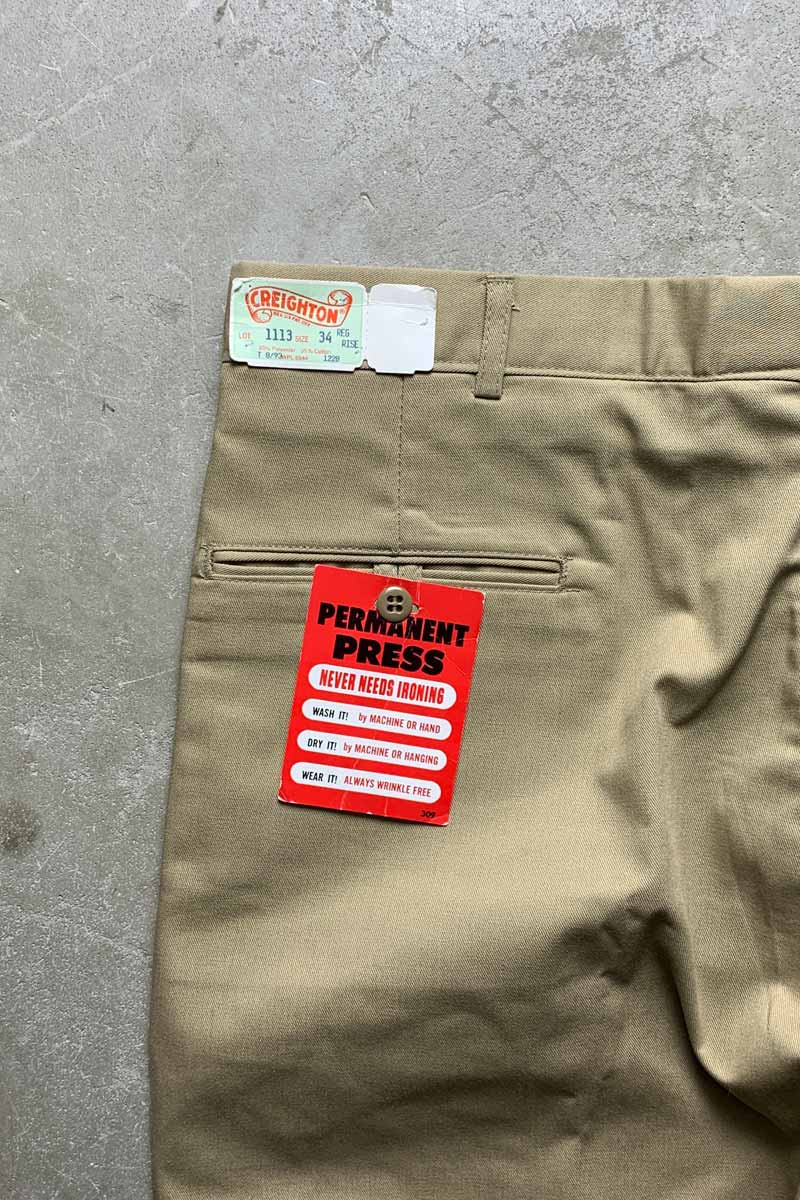 MADE IN USA 80'S CHINO PANTS / BEIGE [SIZE: 34 DEADSTOCK/NOS]