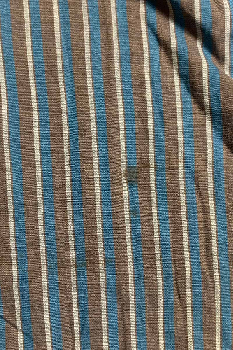 MADE IN USA 80'S S/S B.D STRIPE POLO SHIRT / BROWN [SIZE: L USED]