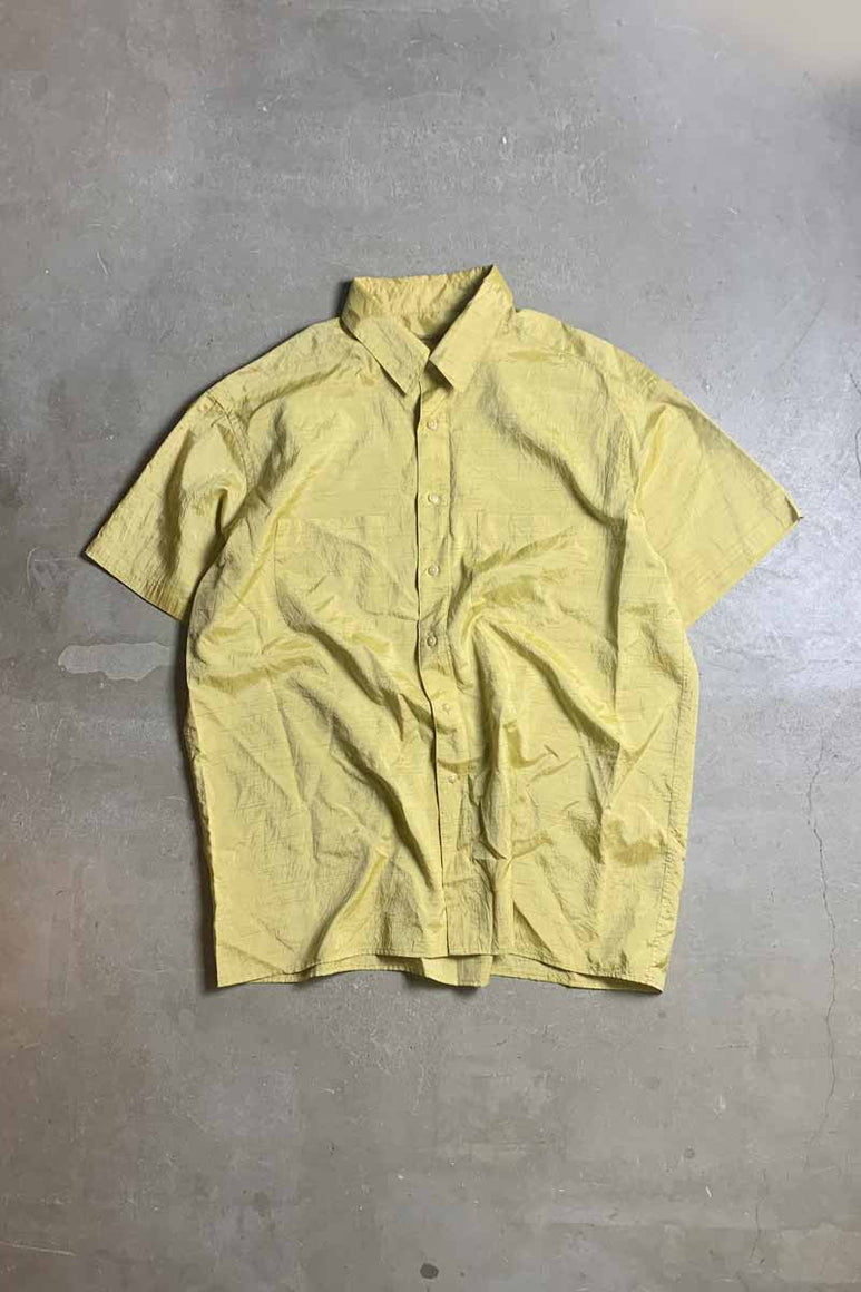 90'S S/S POLY SHIRT / YELLOW [SIZE: XL USED]