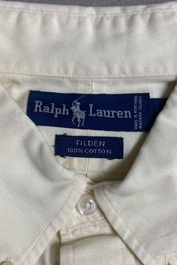 90'S S/S TILDEN SHIRT / LIGHT YELLOW [SIZE: L USED]