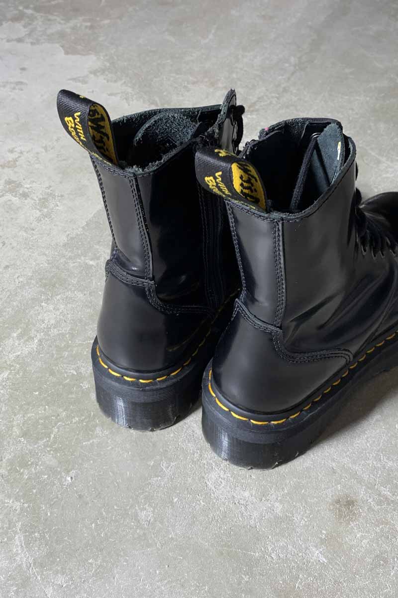 SIDE-ZIP 8-HOLE LEATHER BOOTS / BLACK [SIZE: US9.0 (equivalent to 27.0cm) USED]