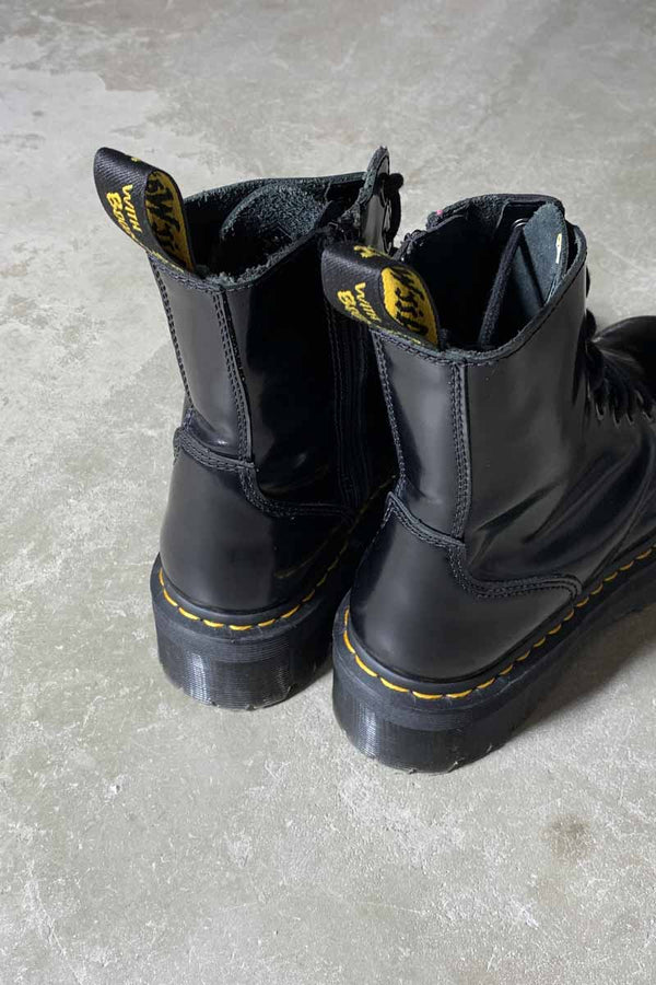 SIDE-ZIP 8-HOLE LEATHER BOOTS / BLACK [SIZE: US9.0 (equivalent to 27.0cm) USED]