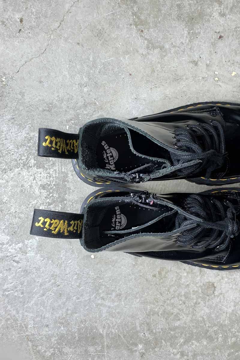 SIDE-ZIP 8-HOLE LEATHER BOOTS / BLACK [SIZE: US9.0 (equivalent to 27.0cm) USED]