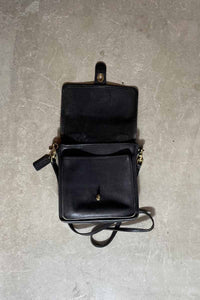 MADE IN USA 90'S MEDIUM TURN LOCK LEATHER SHOULDER BAG / BLACK [SIZE: ONE SIZE USED]