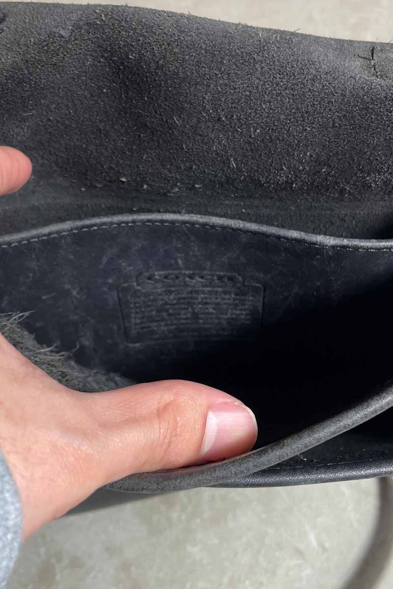 MADE IN USA 90'S MEDIUM TURN LOCK LEATHER SHOULDER BAG / BLACK [SIZE: ONE SIZE USED]