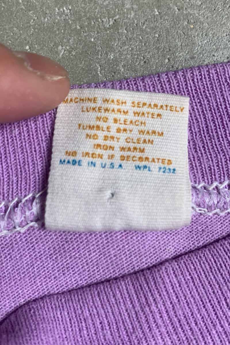 MADE IN USA 70-80'S S/S TEAGUE CHOIR PRINT T-SHIRT / PURPLE [SIZE: XL USED]