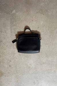 MADE IN USA 80'S MEDIUM TURN LOCK LEATHER SHOULDER BAG / BLACK [SIZE: ONE SIZE USED]