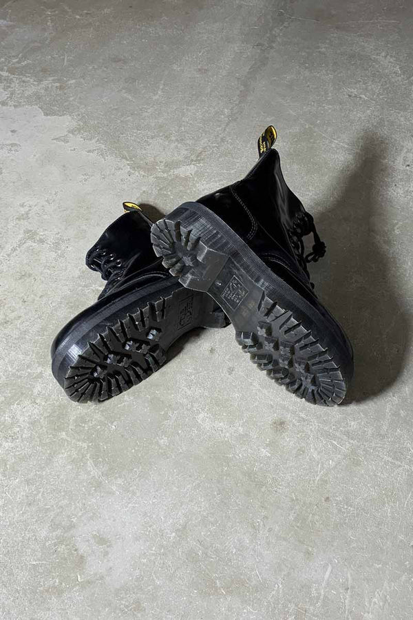 SIDE-ZIP 8-HOLE LEATHER BOOTS / BLACK [SIZE: US9.0 (equivalent to 27.0cm) USED]