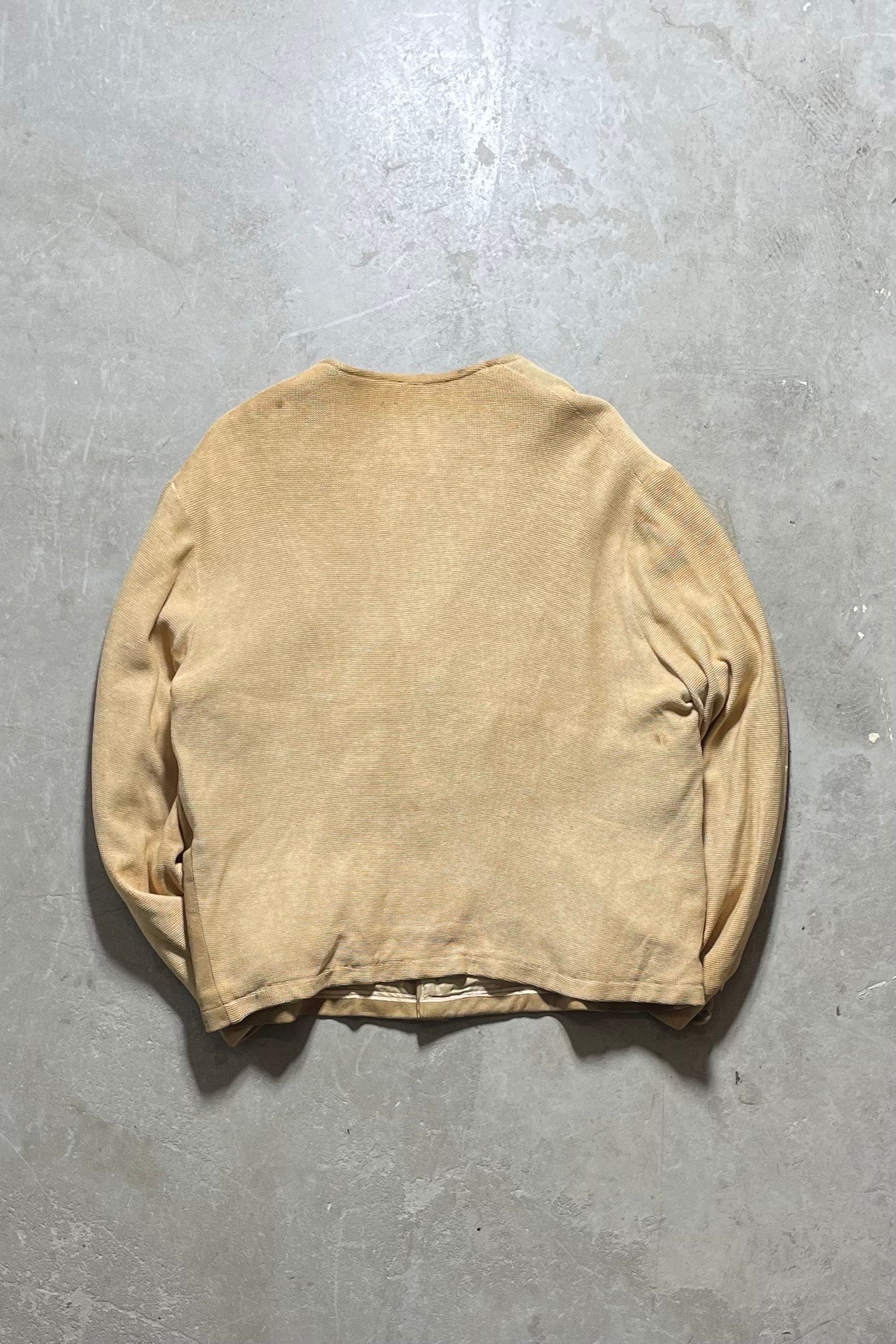 60s SUEDE KNIT CARDIGAN / BEIGE [SIZE: M equivalent USED]