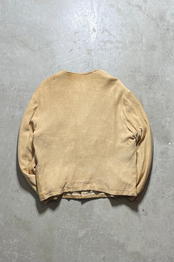 60s SUEDE KNIT CARDIGAN / BEIGE [SIZE: M equivalent USED]